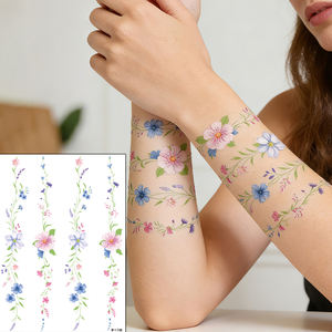 Tatouages temporaires imperméables à fleurs d'été en gros, autocollants de tatouages temporaires colorés pour femmes et filles - Product Image 4