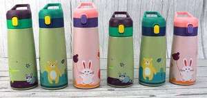 Children's Stainless Steel Vacuum Tumbler With Straw Cartoon Bear Design Travel Bottle <b>Double</b> <b>Wall</b> Insulated - Product Image 2
