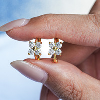 Anting Bunga Hoop Moissanite Klasik Mewah Perak Sterling S925 Berlapis Emas 18k Perhiasan Telinga Wanita Premium Elegan