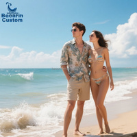 OEM logotipo personalizado alta calidad moda nuevo Sexy estampado pareja Bikini ropa de playa traje de baño mujeres y hombres Micro Mini Tanga traje de baño