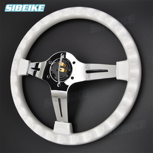 350mm 14inch White Steering Wheel Plated Chrome Frame ABS Steering Wheel Fit Car and Simulation PC <strong>Game</strong> - Product Image 6