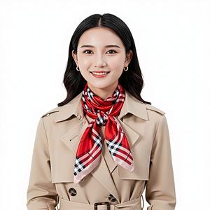 Écharpe en soie à carreaux rouge et noir Heritage 90 cm carrée <span class=keywords><strong>Bandana</strong></span> en satin pour femme pour l'hiver Écharpe chaude pour le cou et décoration de sac panier - Product Image 1