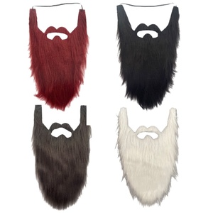 Vente en gros de fausse barbe courte en peluche marron-noire avec bande élastique, accessoire de costume pour Halloween, cosplay, scène et fête - Product Image 6