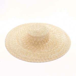 Sombrero de Paja Natural con Borde Ancho y Rayas, Resistente al Viento, con Cordón, Elegante, para Fotografía Urbana, Viajes al Aire Libre, Gorra Plana - Product Image 3