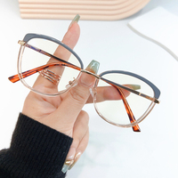 Vente en gros de montures de lunettes en alliage doré avec cercle transparent rouge uni pour femmes et filles 2025 Charnière à ressort Style œil de chat pour la lecture