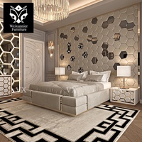 Usine haut de gamme personnalisé fond panneau mural lit double motif géométrique hexagonal tête de lit cadre de lit king size