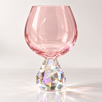 Verre à vin de luxe en cristal K9 avec base élégante en pierres précieuses, gobelet à vin rouge sur piédestal, verre sans pied en cristal de qualité supérieure pour bar et mariage