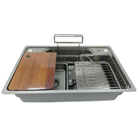 Évier de cuisine multifonctionnel en acier inoxydable Évier de port avec accessoires de travail Style coréen Grand bassin simple 7848