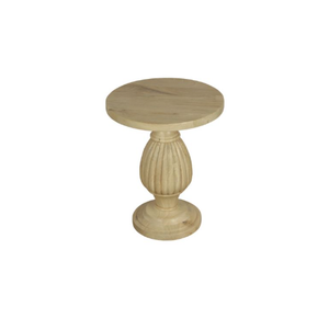 Table d'appoint ronde en bois de manguier massif de style vintage meubles de maison avec pieds décoratifs - Product Image 2