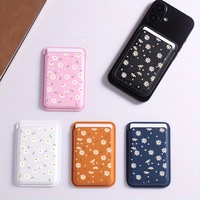 Porte-cartes magnétique en cuir PU INS Daisy Flowers pour iPhone, porte-cartes universel pour téléphone Samsung, étui portefeuille
