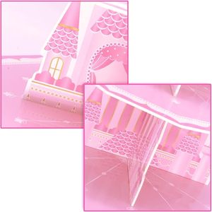 DAMAI - Soporte de 3 Niveles para Cupcakes, Decoración para Fiestas de Princesas, Soporte para Pasteles con Diseño de Castillo Rosa, Decoración para Mesa de Cumpleaños - Product Image 3