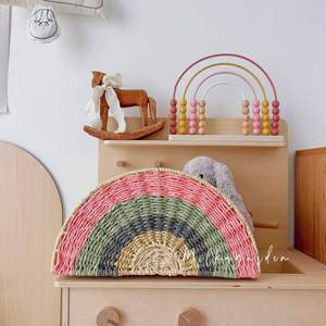 Jacinthe d'eau Multi arc-en-ciel Panier de rangement Collection Jacinthe d'eau peinte Panier de rangement tissé pour chambre d'enfant Pépinière - Product Image 5