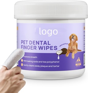 Großhandel Alkohol 50 Stück Haustier Zahnpflege Finger Zahnbürste Tücher Benutzer definiertes Logo Perle Muster Design Zähne Finger Tücher - Product Image 1
