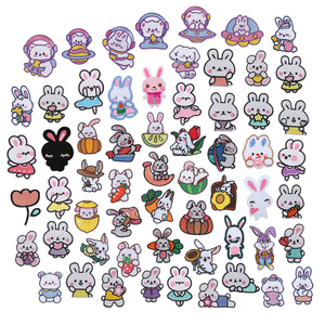 Giá bán buôn đáng yêu sắt trên tự dính ủng hộ thêu phim hoạt hình thỏ các bản vá lỗi cho quần áo túi hat - Product Image 1