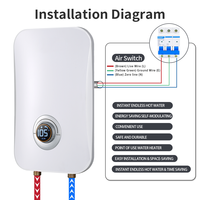 Chauffe-eau électrique instantané sans réservoir à commande numérique 220V 3.5KW, vente chaude, chauffe-eau de salle de bain, chauffe-eau sans réservoir pour douches