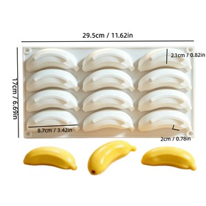 12-Cavity Banana <b>Silicone</b> Mousse Cake Mold For <b>Baking</b> Desserts And Chocolate Commercial Use Oven Safe - Product Image 2