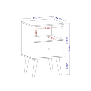 White And Yellow Nightstand With Drawer And <b>Open</b> Shelf For Bedroom <b>Storage</b> - Product Image 3