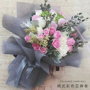 กระดาษห่อดอกไม้สไตล์เกาหลี สีสันสดใส แบบม้วน วินเทจ ผ้าไม่เคลือบสี สำหรับงาน DIY ช่อดอกไม้ และอุปกรณ์จัดดอกไม้ - Product Image 3