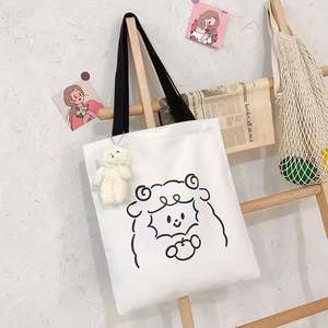 Sac à main en toile à bandoulière décontracté avec imprimé de lettres de dessin animé, sac fourre-tout avec logo imprimé personnalisé - Product Image 3