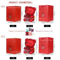 Coffret Cadeau de Noël et de Saint-Valentin : Ours en Peluche, Bague, Collier et Boîtes à Bijoux Rose Éternelle pour Femme