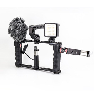 Cage de téléphone universelle Kit de montage vidéo pour Smartphone avec poignées Stabilisateur de boîtier de vlogging pour vidéaste - Product Image 3