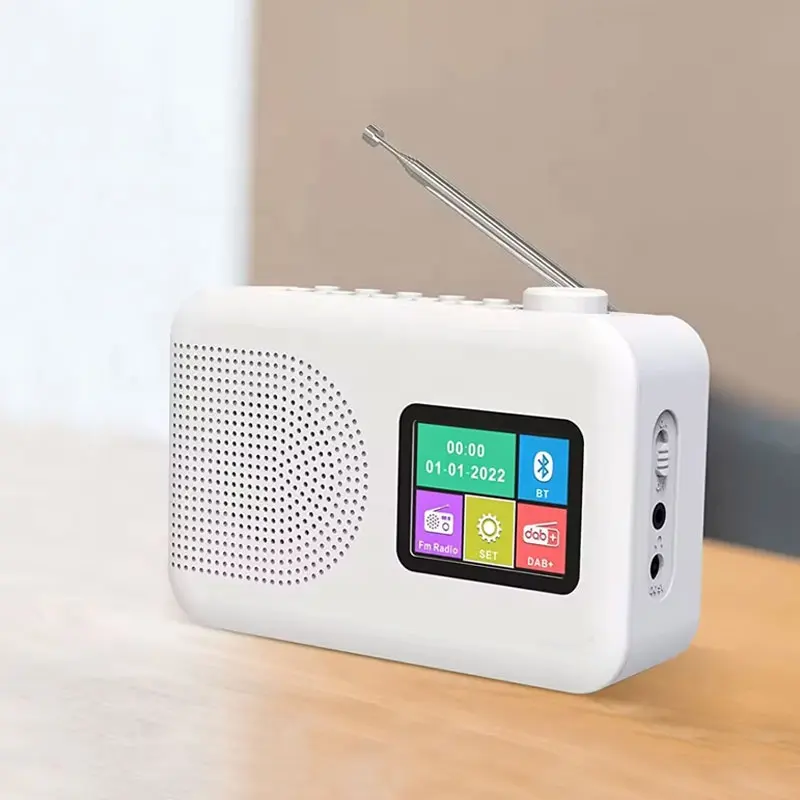 नवीनतम डिजाइन डीएबी रेडियो 2.4 इंच एफएम पोर्टेबल रेडियो बैटरी आधुनिक रंग टीएफटी डिस्प्ले एफएम पोर्टेबल एफएम होम डैब रेडियो ब्लूटूथ