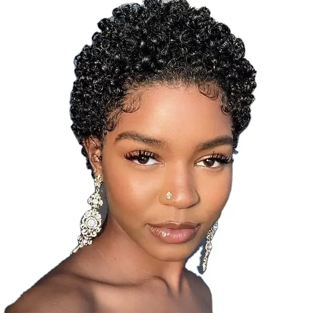 New Model Black African Curly Short Deep Wave Hair Wig Women'S Fluffy Synthetic Wig Deep Curly Headband Wigs