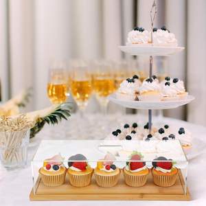 1 Confezione di Alzatina per Torte Ecologica Fai-<span class=keywords><strong>da</strong></span>-Te in Bambù e Acrilico con Coperchio, Vassoio Espositore per <span class=keywords><strong>Biscotti</strong></span>/Dessert 15x6,5 Pollici - Product Image 4