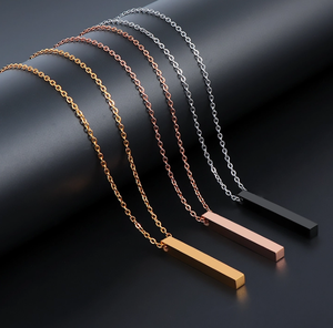 Kalung Batang Vertikal Personalisasi Pria Wanita Baja Anti Karat Lapis Emas 18K Perhiasan Kustom Liontin Batang untuk Hadiah - Product Image 6
