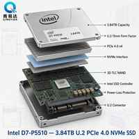 قرص صلب أصلي من إنتل P5510 U.2 PCIe 4.0 Nvme للمؤسسات بسعة 3.84 تيرابايت - 7.68 تيرابايت مع منفذ توسعة SATA داخلي
