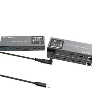 适用于笔记本电脑的新型13合1 USB集线器USB3.0 2.0 PD100W SD TF型USB适配器扩展坞