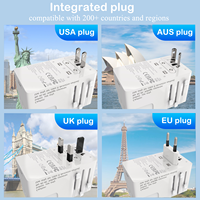 Foxcan adaptor daya Travel Universal portabel, pengisi daya pintar 4 USB dengan PD QC3.0 140W, pengisian daya seluruh dunia untuk 4 perangkat