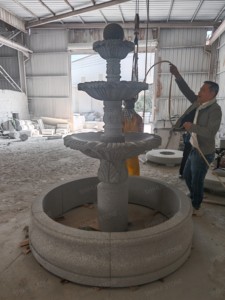 <span class=keywords><strong>SH</strong></span> STONE Fontaine en pierre naturelle personnalisée Grand jardin extérieur en marbre gris granit Fontaine en marbre à 3 niveaux - Product Image 5