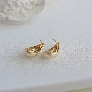 Boucles d'oreilles pendantes en forme de goutte d'eau, or véritable 18 carats, finition givrée, tendance Xinfly. - Product Image 5