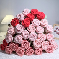 Bouquet de roses en verre à vin DIY, fleurs éternelles faites à la main, bouquet de fleurs tissées à la main, Saint-Valentin