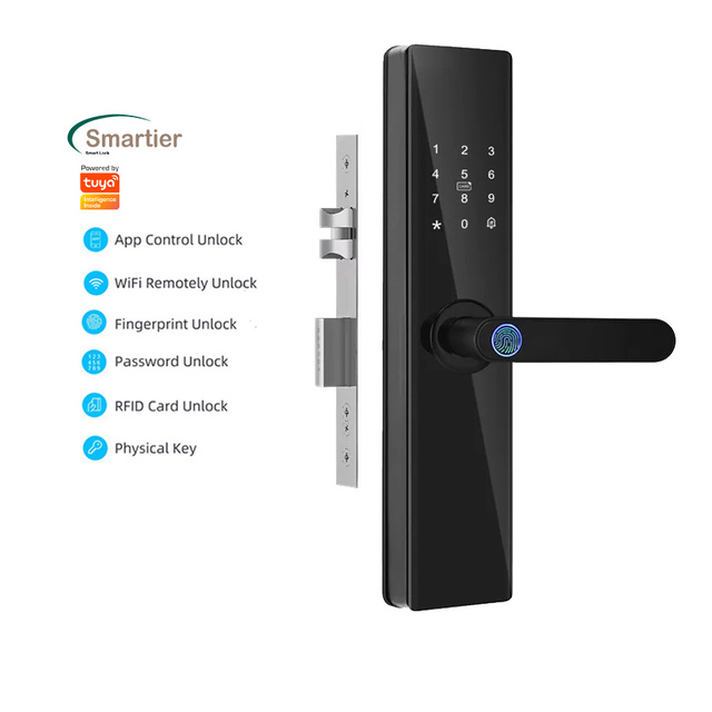 Smartier Smart Door Lock for Aluminum Door 9 Languages Wi-Fi Biometric Fingerprint Digital Key Card Code Tuya App