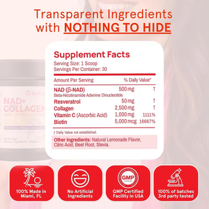 Suplemento de Colágeno Liposomal NAD+ de 500 mg OEM con Resveratrol, Vitamina C y Biotina para un Envejecimiento Saludable, Energía, Cabello, Piel y Uñas - Product Image 4