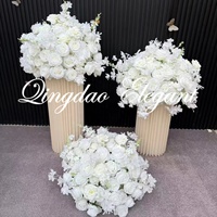 EG-WD193 Fleur Artificielle Rose en Soie pour Décoration de Fiançailles, Meilleures Ventes, Boule de Fleurs Blanches de 50 cm pour Centres de Table de Mariage