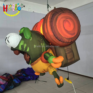 Tùy chỉnh Led phim hoạt hình Inflatable đi du lịch ếch với ba lô và ngọn đuốc - Product Image 3