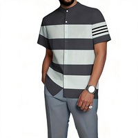 Camisa Casual de Hombre con Estampado Digital 3D, Estilo Europeo Americano, a Rayas, de Primavera, con Botones Negros, para Exteriores