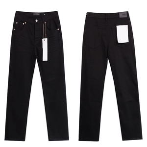 شورت رجالي بتصميم عتيق وخصر متوسط، بنطلون جينز مع ثقوب وتصميم رش الحبر، متوفر باللون الأسود والأزرق والأبيض والأرجواني، جينز مصمم - Product Image 6