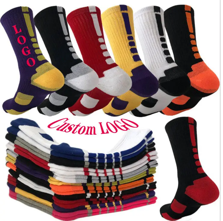 Low MOQ Custom Logo Men Sports Socks With Damping Terry Basketball Cycling Running Hiking Tennis Sock Set Ski unisex
