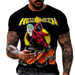 Pesante nuovo Unisex personalizzato All Over Print OEM e ODM top Metal <span class=keywords><strong>Rock</strong></span> <span class=keywords><strong>Band</strong></span> Helloween 3D stampa digitale camicia per uomo e bambino - Product Image 3