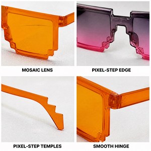 Lunettes de soleil mosaïques amusantes, lunettes à pixels pour selfies, pour femmes et hommes, lunettes de soleil originales, accessoires de fête - Product Image 2