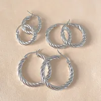 EMANCO Edelstahl Große Geometrische Ohrringe für Damen Büro/Karriere Verlobungs-Statement-Creolen Schmuck