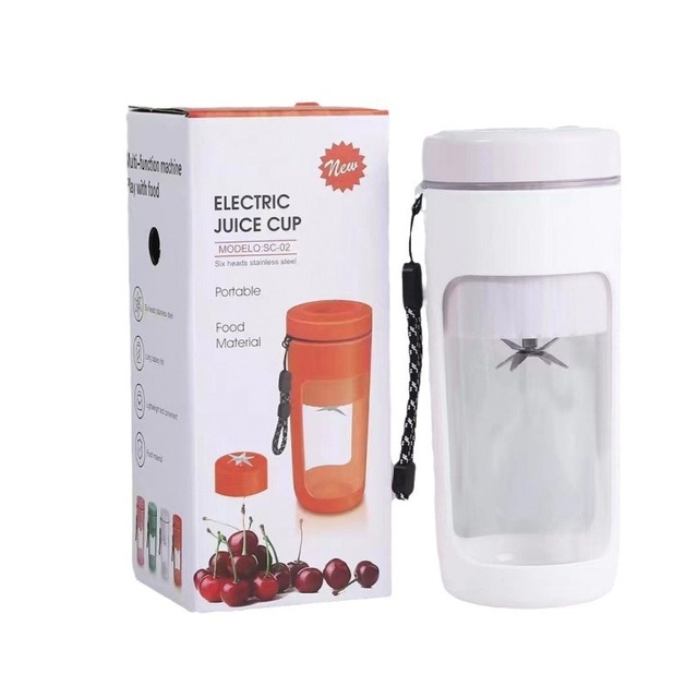 Portable Mini 400ml USB Rechargeable Masticating Juicer with Stainless Steel Blades Low Noise for Outdoor Car & Household Use