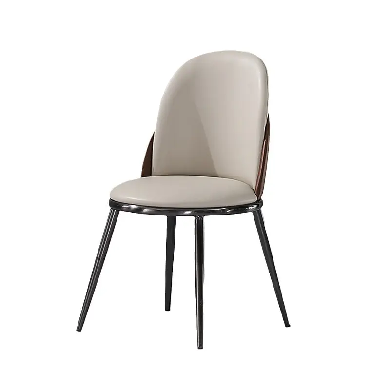 Chaise de salle à manger rembourrée extrêmement confortable jambes en laiton ou arrière en métal chaise de dîner rembourrée en faux cuir avec double dossier
