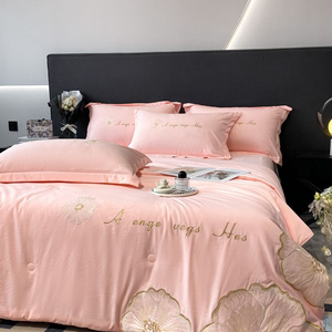 European Style Smooth Summer Quilt Set 4pcs Skin-Friendly Summer Bedding Set Bed <b>Sheet</b> for Home Use Wholesale Compras - Product Image 2