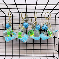 Populaire en plastique acrylique mignon lait thé tasse porte-clés flottant liquide bouteille porte-clés personnalisé