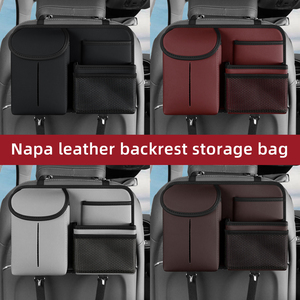 Organisateur de siège arrière de voiture en cuir PU de luxe Anjuny, sac de rangement intérieur arrière avec porte-sac à main - Product Image 4